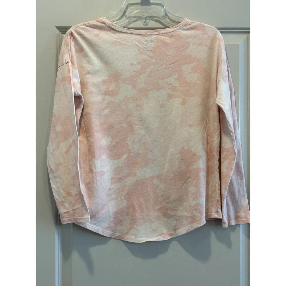 Old Navy Softest Shirt Girls XL‎ 14-16 Pink White Camouflage Casual High Low Hem